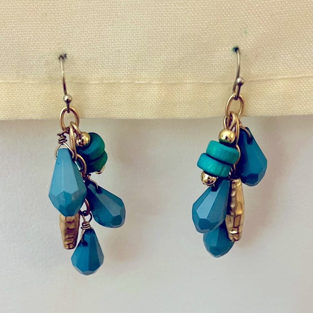Turquoise and Gold Dangle Earrings